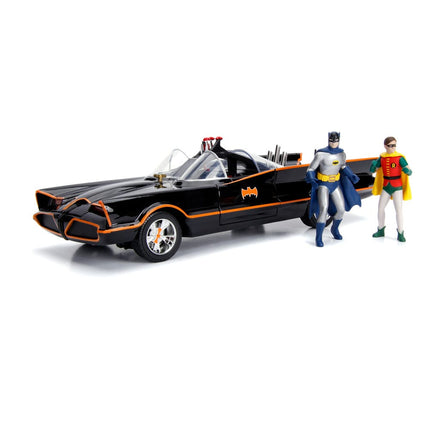 Batman Diecast Model 1/18 1966 Batmobile with Light-Up Functions and Figures Hollywood Rides